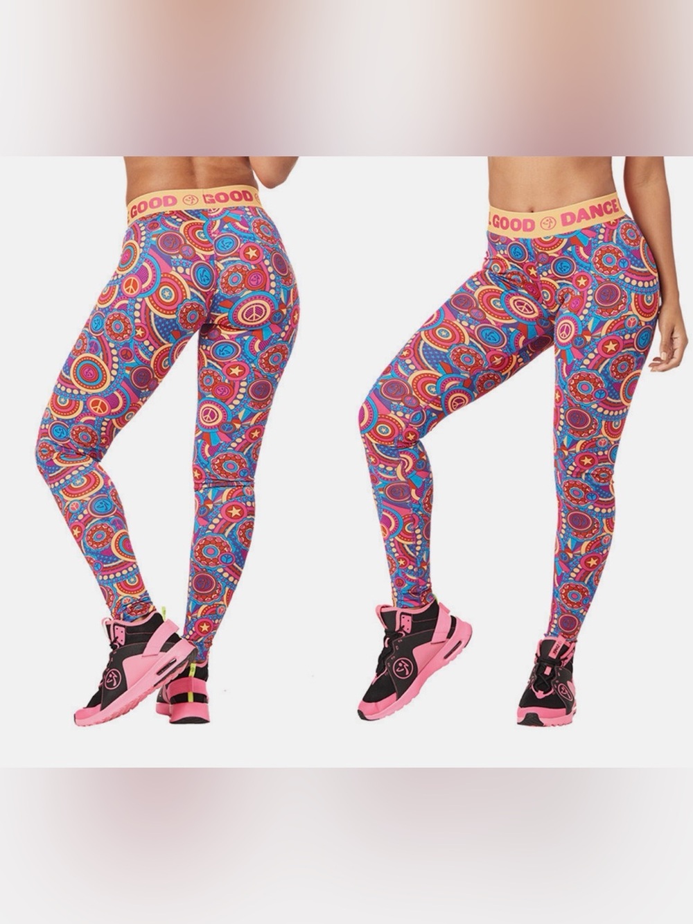 Zumba Feel Good Dance Good Leggings in a Retro Print Size Large